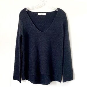 Zara black sweater cozy v-neck knit pullover metallic size large